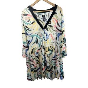 COCO REEF Women's Enchant Abstract Print Swim Cover Up Dress Multi-Color Large